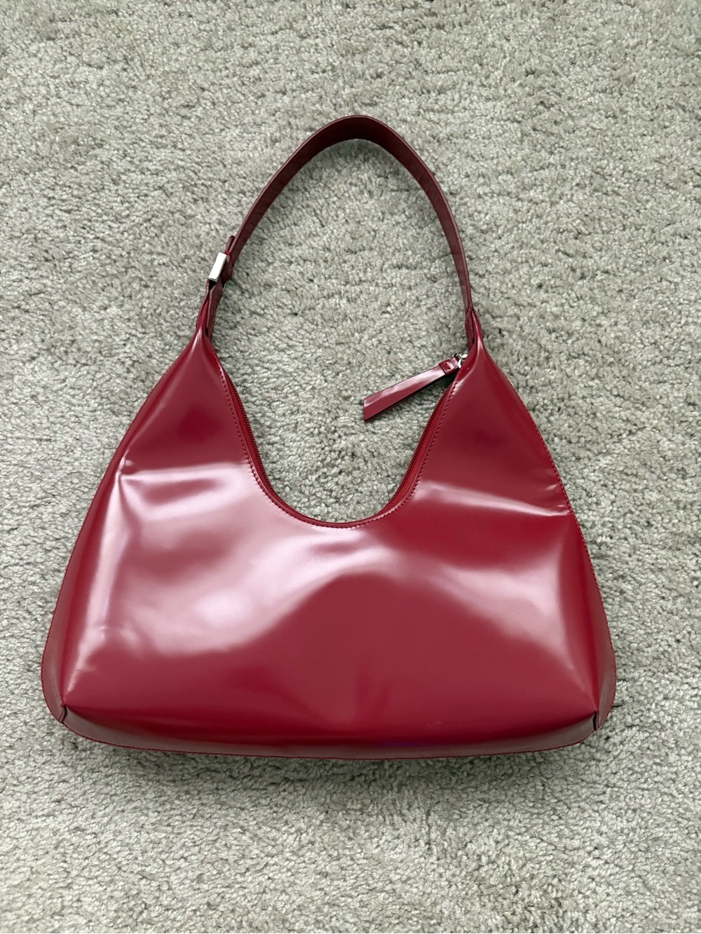 BY FAR Burgundy Patent Shoulder Bag